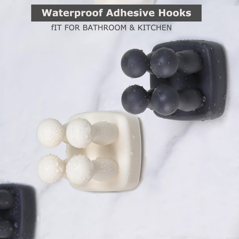 XoYoZo Silicone Toothbrush Holder Multi-Function Hook Waterproof self Adhesive Single Toothbrush Hook Plug Holder for Wall for Hanging Bathroom Kitchen Living Room Office (Square-Cream) - Image 5
